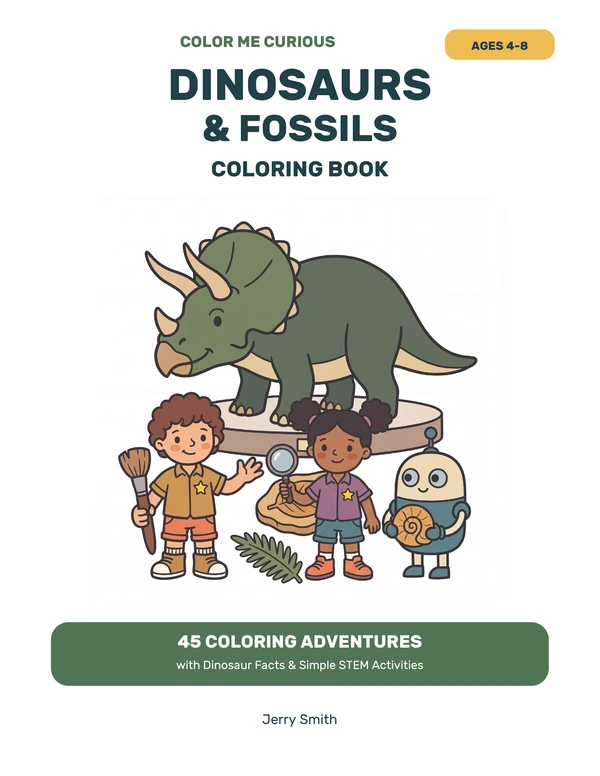 Dinosaurs & Fossils Coloring Book, Color Me Curious front cover