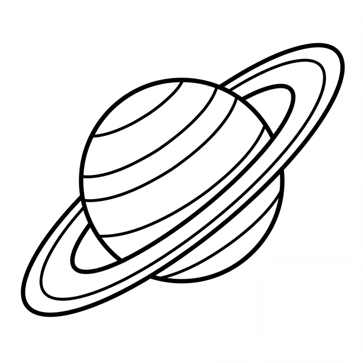Black-and-white Saturn with its rings.